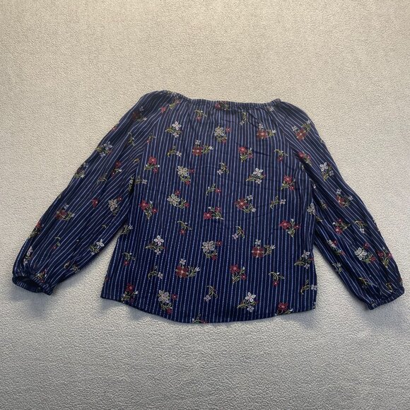 People Womens Blouse Size M  top Pullover Long Sleeve,Floral,  Striped - Picture 2 of 8